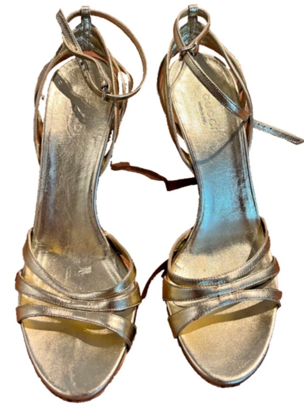 Gucci Gold Strappy Heels Sandals Size 37.5 (7–7.5)